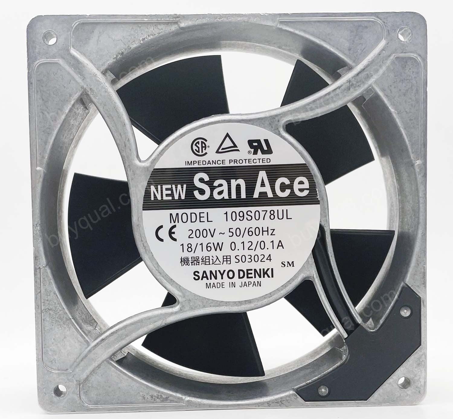 Sanyo 109S078UL 200V 0.12/0.1A 18/16W Cooling Fan Sanyo 109S078UL 200V 0.12/0.1A 18/16W Cooling Fan